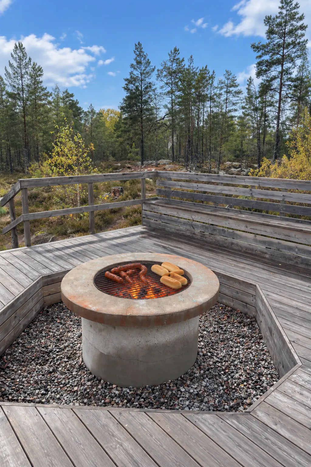 På ett berg i området finns en gemensam grillplats, en naturlig mötesplats för umgänge, spontana grillkvällar och sköna stunder i naturen.